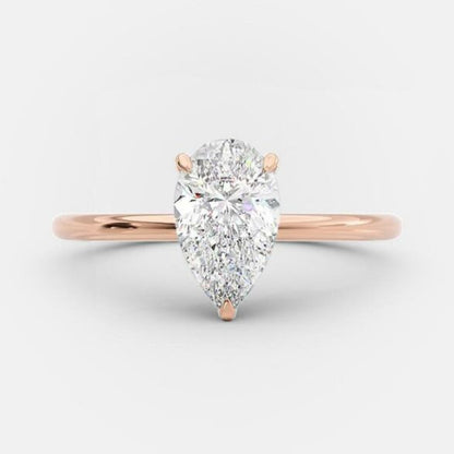 2.5 CT Pear Hidden Halo Moissanite Engagement Ring