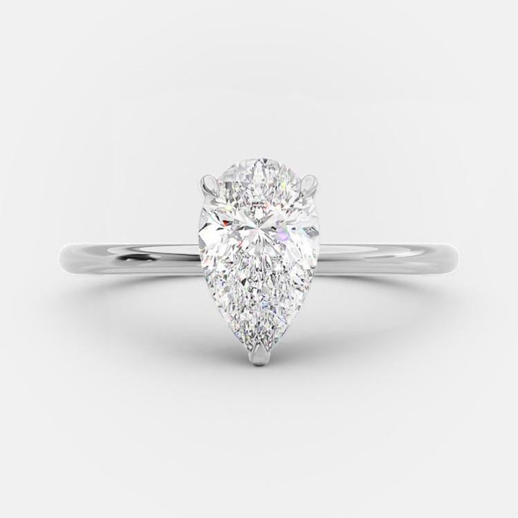 2.5 CT Pear Hidden Halo Moissanite Engagement Ring