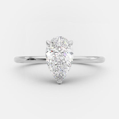 2.5 CT Pear Hidden Halo Moissanite Engagement Ring