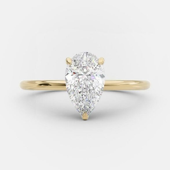 2.5 CT Pear Hidden Halo Moissanite Engagement Ring