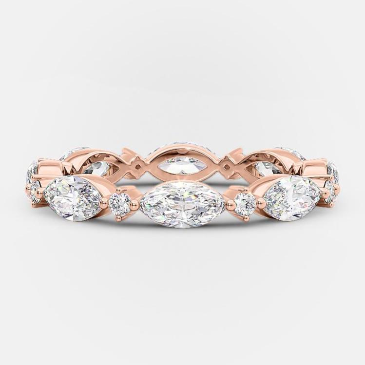 0.5 TCW Marquise & Round Full Eternity Moissanite Wedding Band