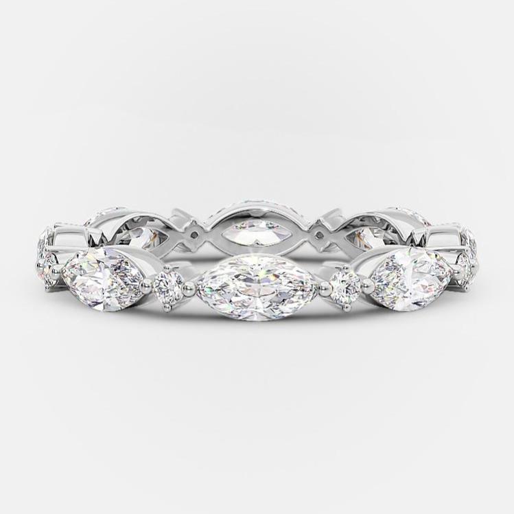 0.5 TCW Marquise & Round Full Eternity Moissanite Wedding Band