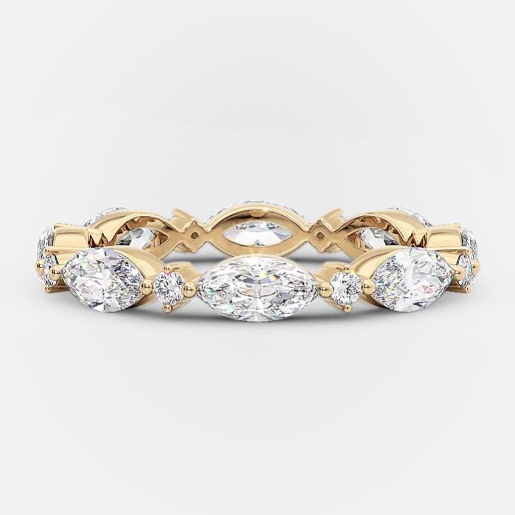 0.5 TCW Marquise & Round Full Eternity Moissanite Wedding Band