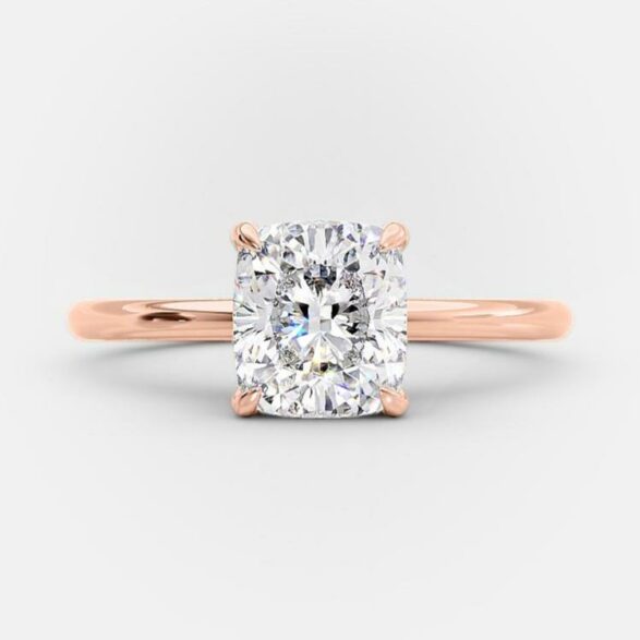 2.7 CT Elongated Cushion Solitaire Moissanite Engagement Ring