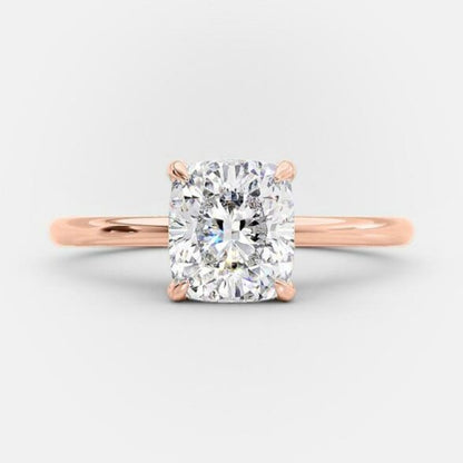 2.7 CT Elongated Cushion Solitaire Moissanite Engagement Ring