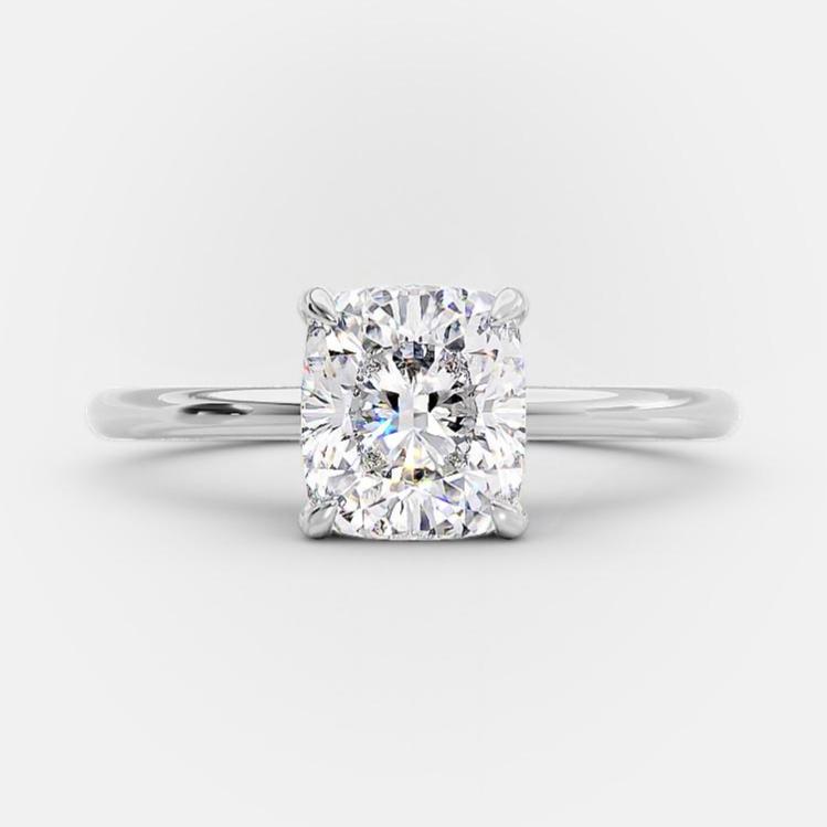 2.7 CT Elongated Cushion Solitaire Moissanite Engagement Ring