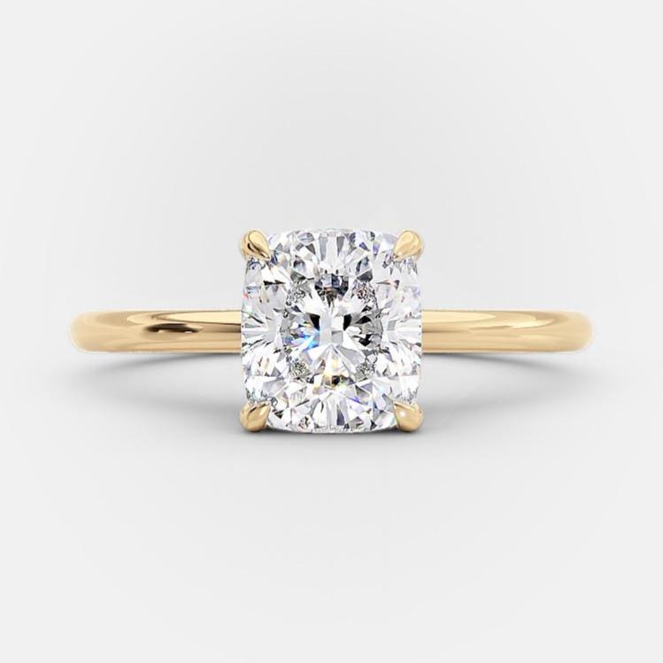 2.7 CT Elongated Cushion Solitaire Moissanite Engagement Ring