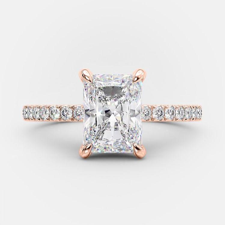 3.51 CT Radiant Pave Moissanite Engagement Ring