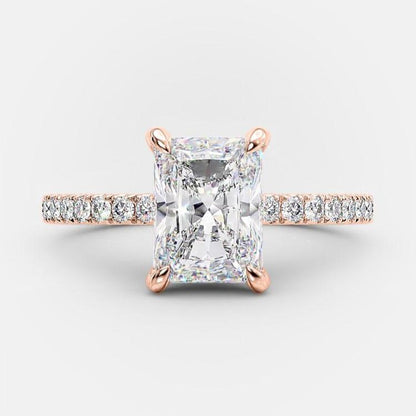 3.51 CT Radiant Pave Moissanite Engagement Ring