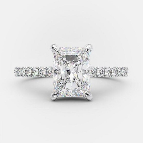 3.51 CT Radiant Pave Moissanite Engagement Ring