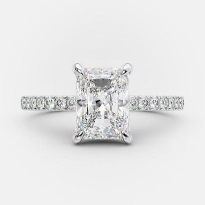 3.51 CT Radiant Pave Moissanite Engagement Ring