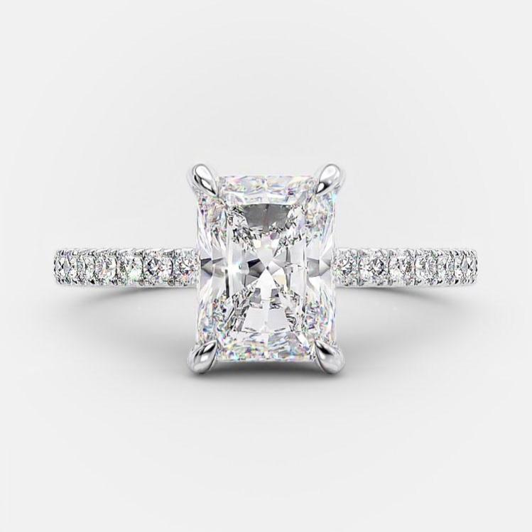 2.1 CT Radiant Pave Moissanite Engagement Ring