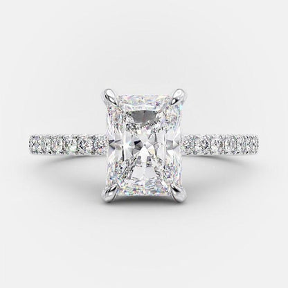 2.1 CT Radiant Pave Moissanite Engagement Ring