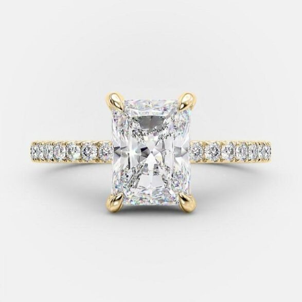 3.51 CT Radiant Pave Moissanite Engagement Ring