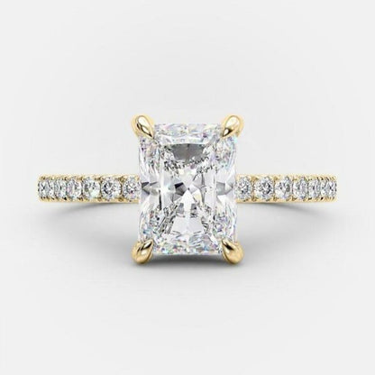 3.51 CT Radiant Pave Moissanite Engagement Ring