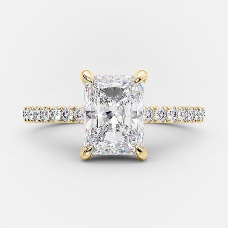 2.1 CT Radiant Pave Moissanite Engagement Ring