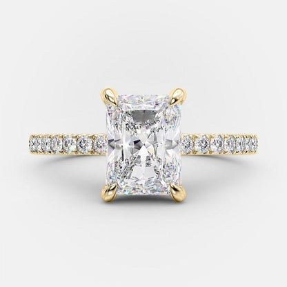 2.1 CT Radiant Pave Moissanite Engagement Ring