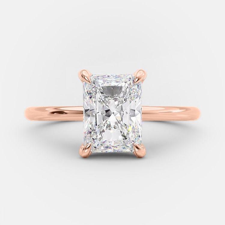 2.1 CT Radiant Hidden Halo Moissanite Engagement Ring