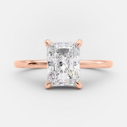 2.1 CT Radiant Hidden Halo Moissanite Engagement Ring
