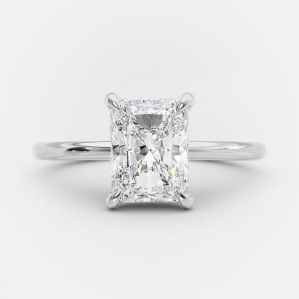 2.43 CT Radiant Hidden Halo Moissanite Engagement Ring