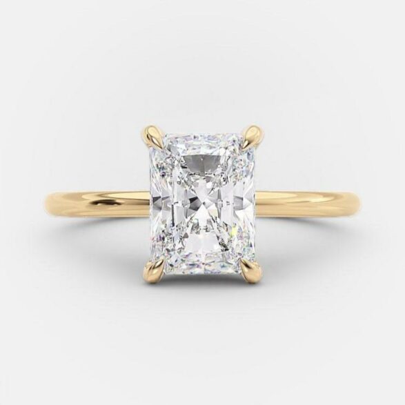 2.43 CT Radiant Hidden Halo Moissanite Engagement Ring