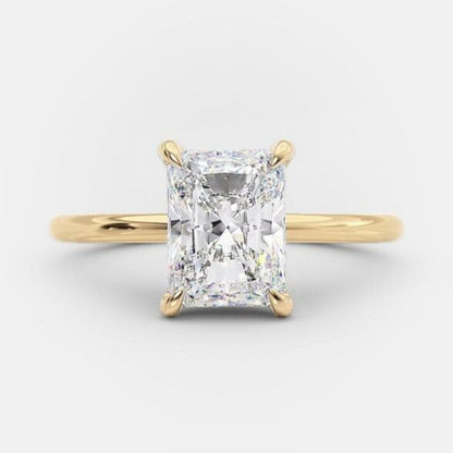 2.43 CT Radiant Hidden Halo Moissanite Engagement Ring