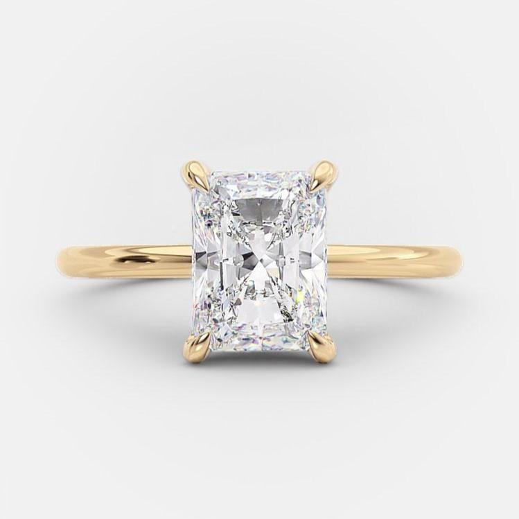2.1 CT Radiant Hidden Halo Moissanite Engagement Ring