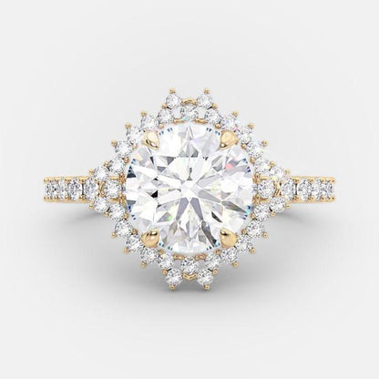 2 CT Round Halo & Pave Moissanite Engagement Ring