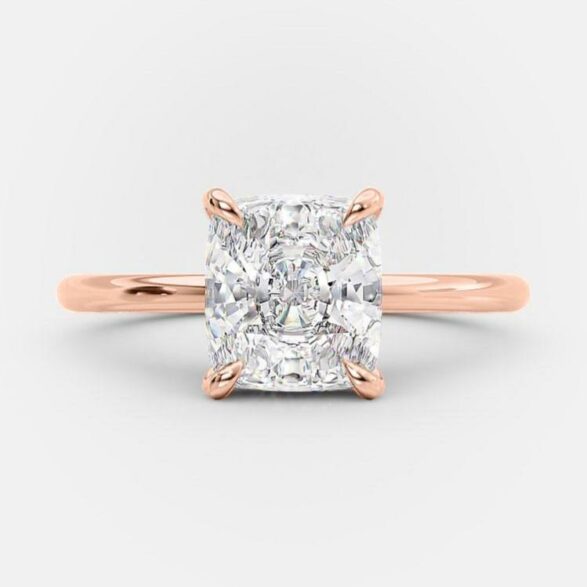 2.7 CT Elongated Cushion Hidden Halo Moissanite Engagement Ring