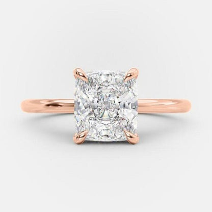 2.7 CT Elongated Cushion Hidden Halo Moissanite Engagement Ring
