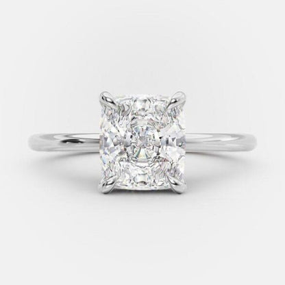2.7 CT Elongated Cushion Hidden Halo Moissanite Engagement Ring