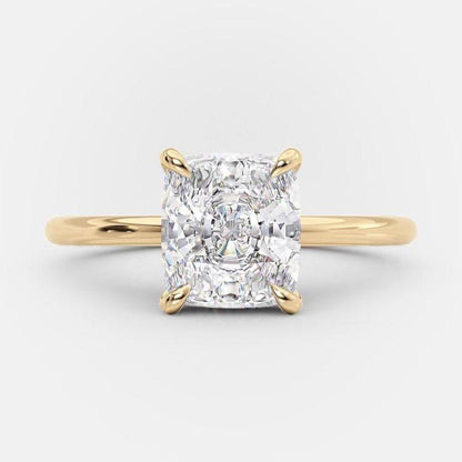2.7 CT Elongated Cushion Hidden Halo Moissanite Engagement Ring