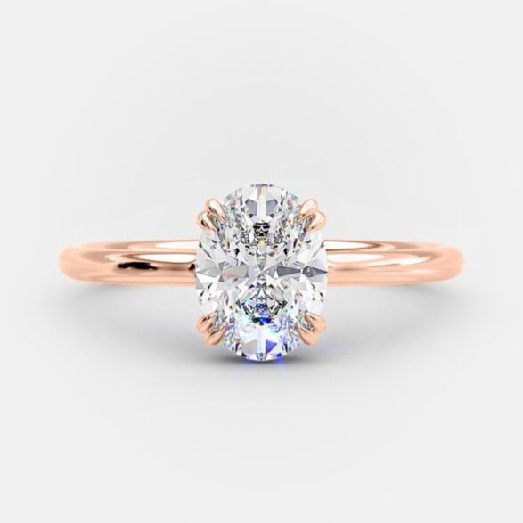 1.33 CT Oval Hidden Halo Moissanite Engagement Ring