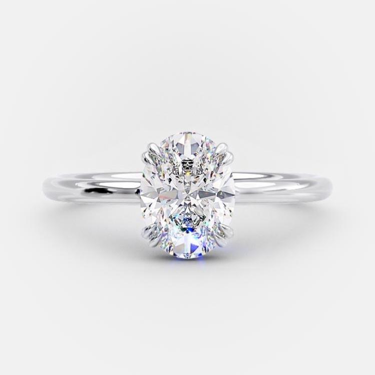 1.33 CT Oval Hidden Halo Moissanite Engagement Ring