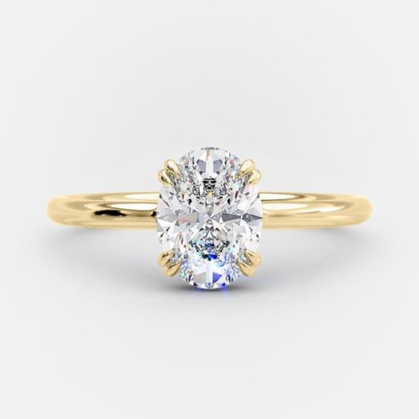 1.33 CT Oval Hidden Halo Moissanite Engagement Ring