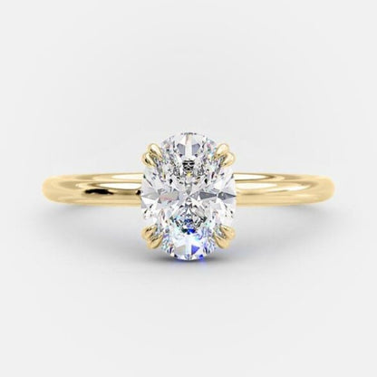 1.33 CT Oval Hidden Halo Moissanite Engagement Ring