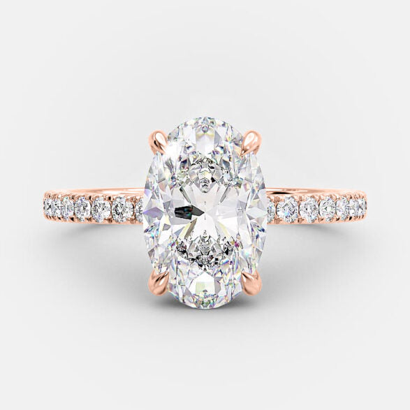 4 CT Oval Pave Moissanite Engagement Ring