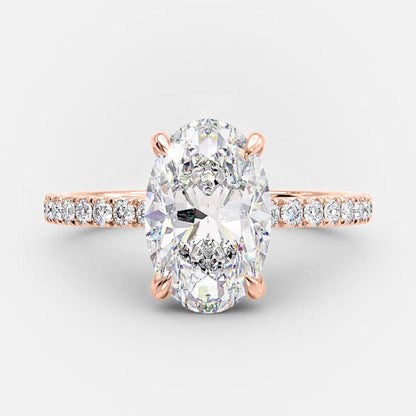 4 CT Oval Pave Moissanite Engagement Ring