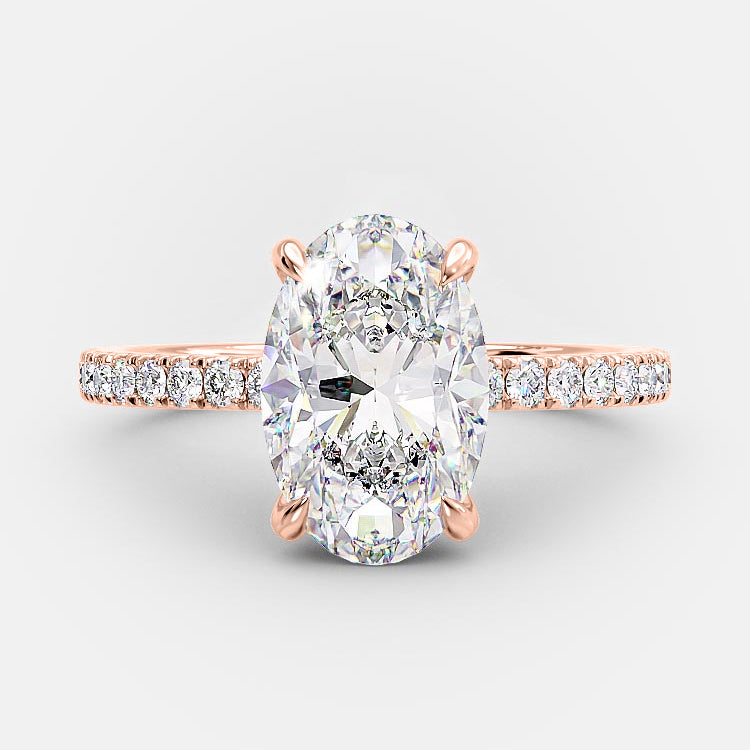 4 CT Oval Pave Moissanite Engagement Ring