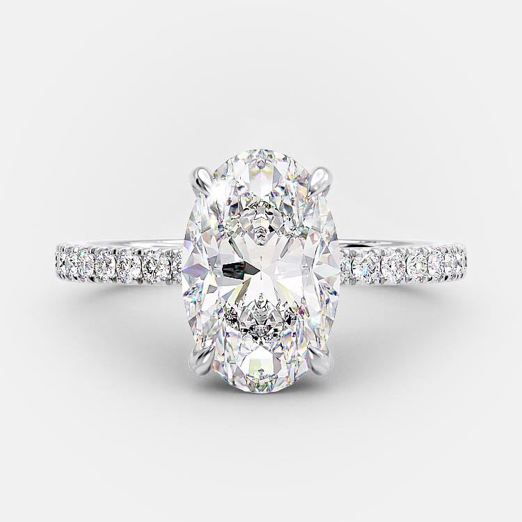 4 CT Oval Pave Moissanite Engagement Ring
