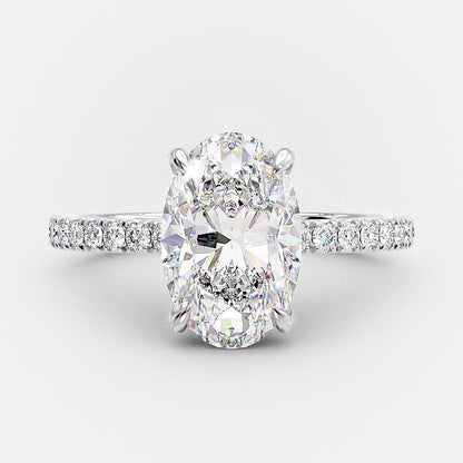 4 CT Oval Pave Moissanite Engagement Ring