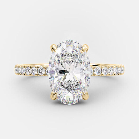 4 CT Oval Pave Moissanite Engagement Ring