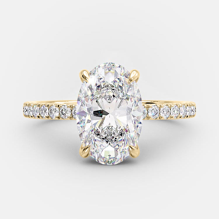 4 CT Oval Pave Moissanite Engagement Ring