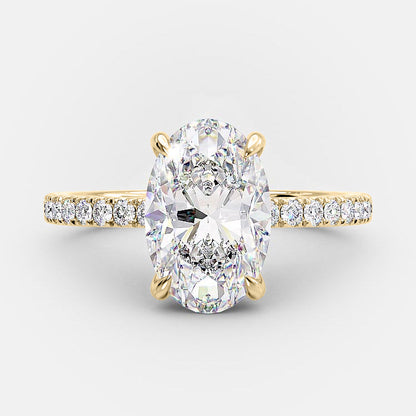 4 CT Oval Pave Moissanite Engagement Ring