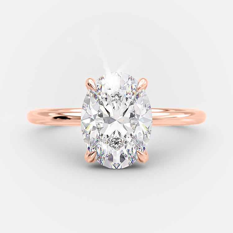 2.1 CT Oval Hidden Halo Moissanite Engagement Ring