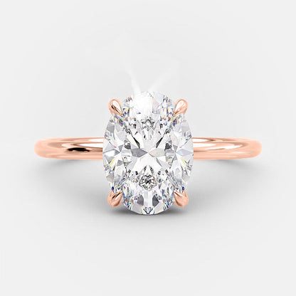 2.1 CT Oval Hidden Halo Moissanite Engagement Ring
