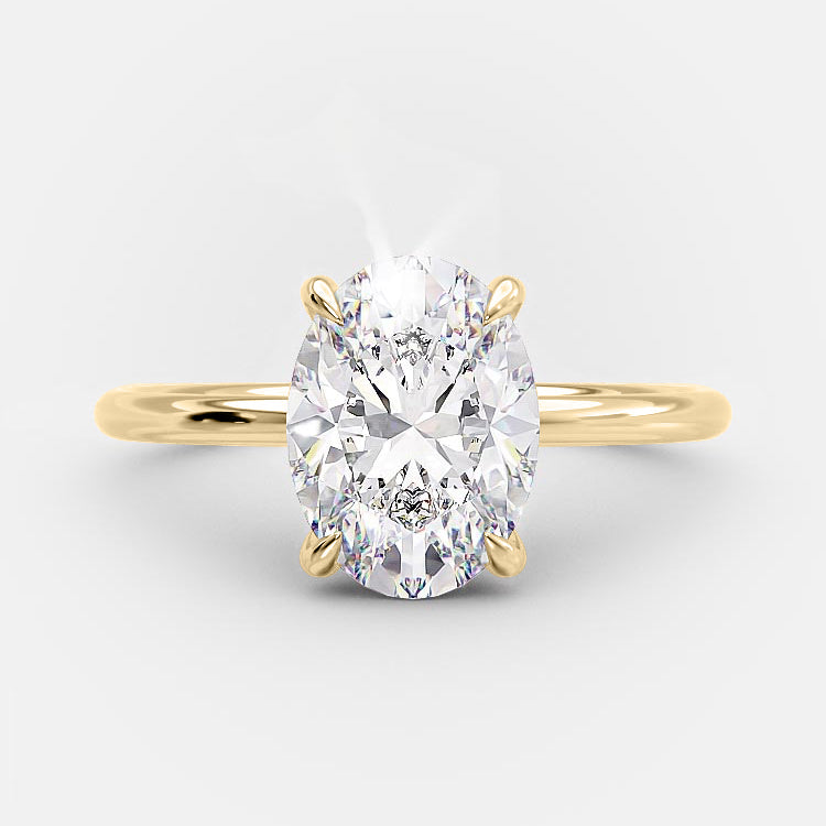 2.1 CT Oval Hidden Halo Moissanite Engagement Ring