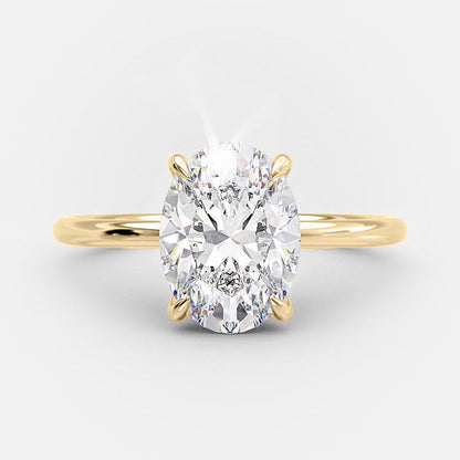 2.1 CT Oval Hidden Halo Moissanite Engagement Ring