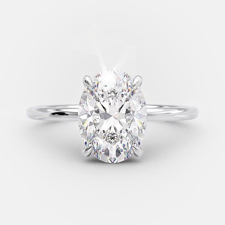 2.1 CT Oval Hidden Halo Moissanite Engagement Ring