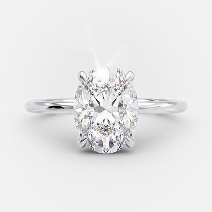 2.1 CT Oval Hidden Halo Moissanite Engagement Ring